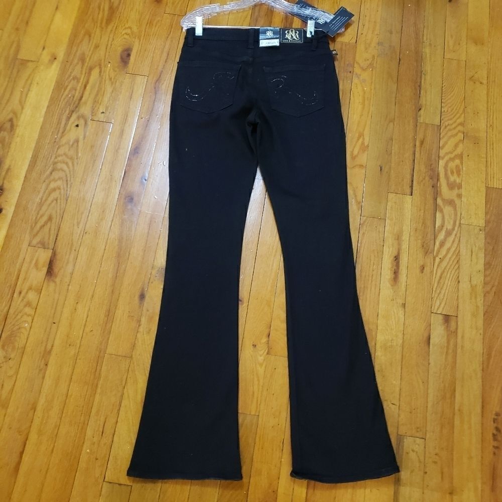 Rock & Republic Women's Jeans Boot cut Dark Wash Stretchy Bling Pockets Sz 6 - Picture 8 of 14